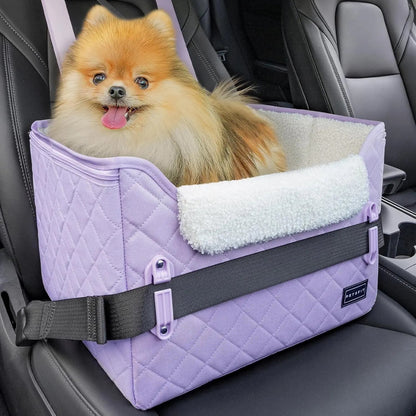 PETSFIT Small Dog Booster Car Seat with Safety Buckles & Tether, Foldable
