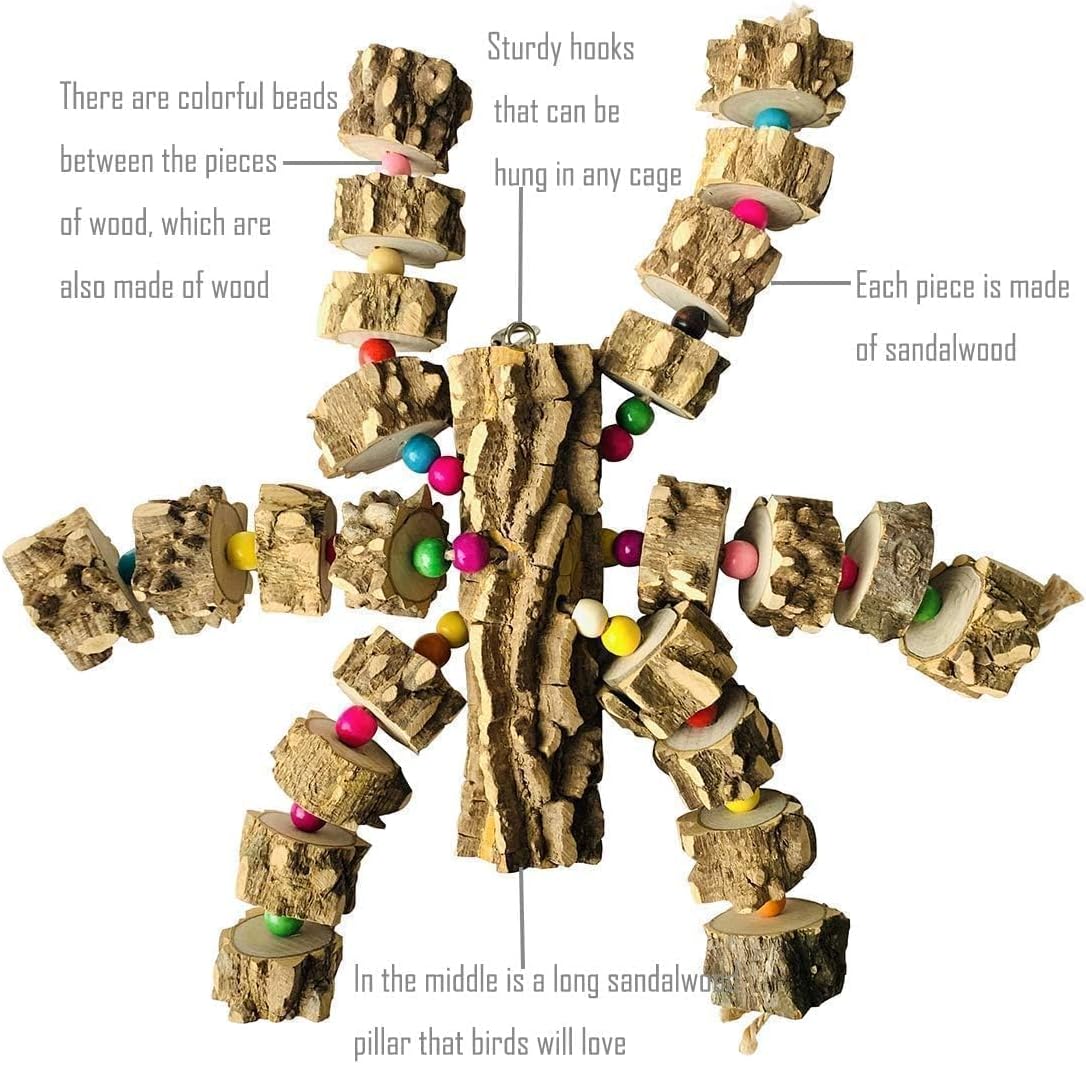 Natural Wood Parrot Chew Toy for Large Birds