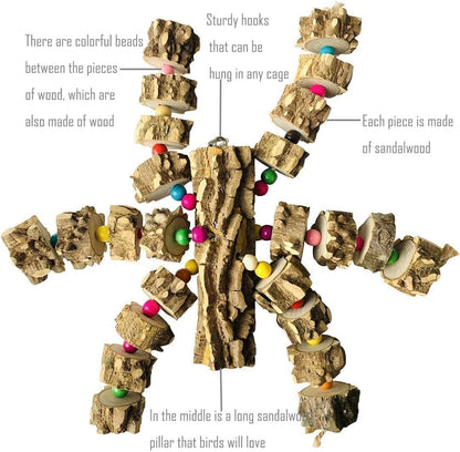 Natural Wood Parrot Chew Toy for Large Birds