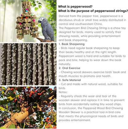 Natural Wood Parrot Chew Toy for Large Birds