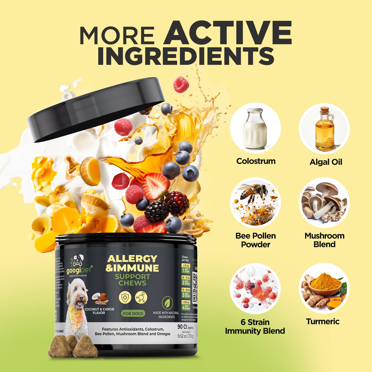 Omega-3 & Colostrum Chews for Dogs– Coconut & Carob Flavor