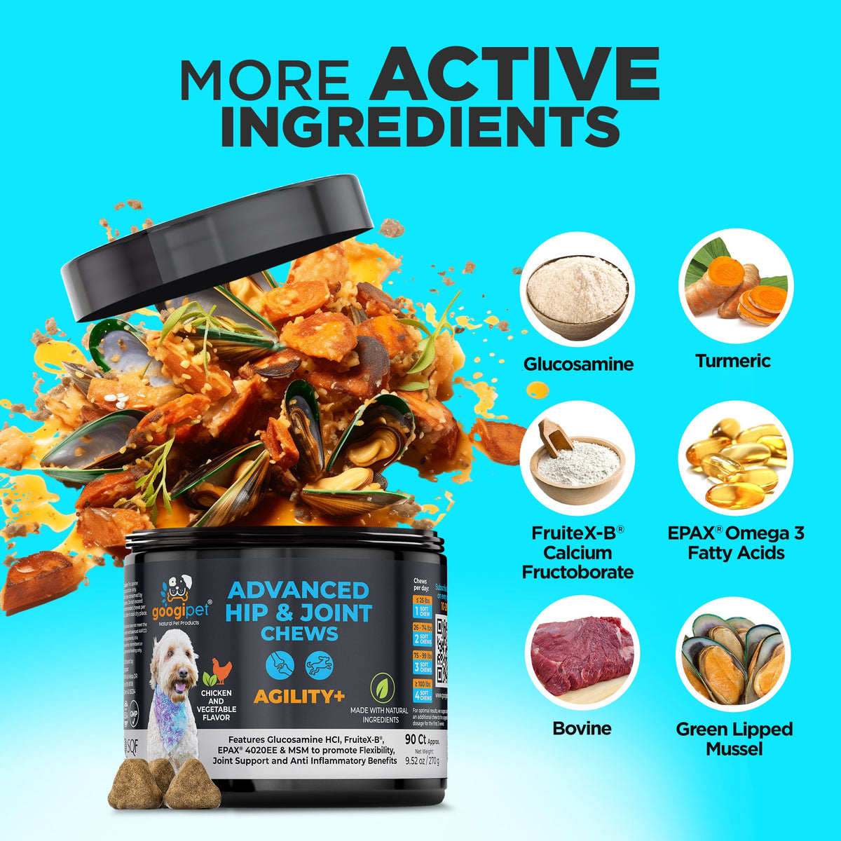 Agility+ Glucosamine, MSM & Collagen Chews for Dogs