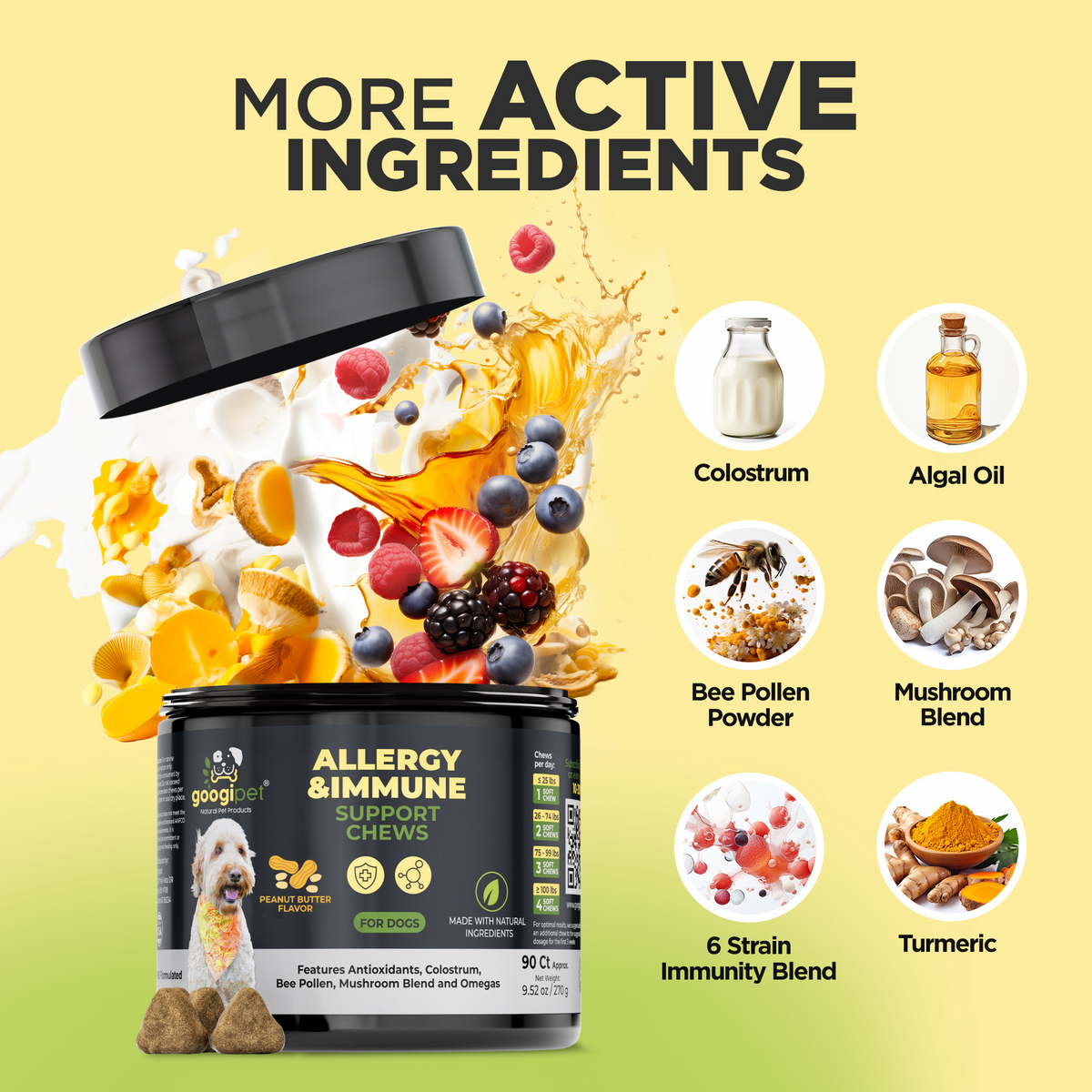 Omega-3 & Colostrum Chews for Dogs– Peanut Butter Flavor
