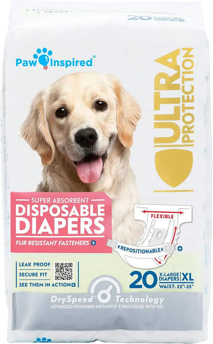 Paw Inspired Disposable Dog Diapers – Leakproof Protection for Dogs
