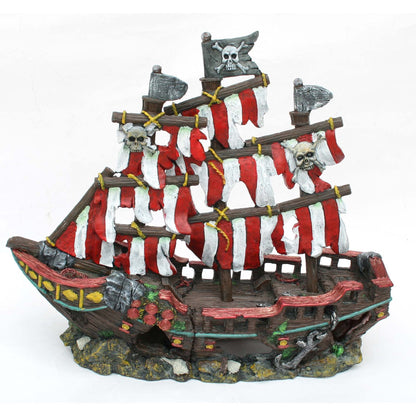 Striped Pirate Ship Aquarium Ornament