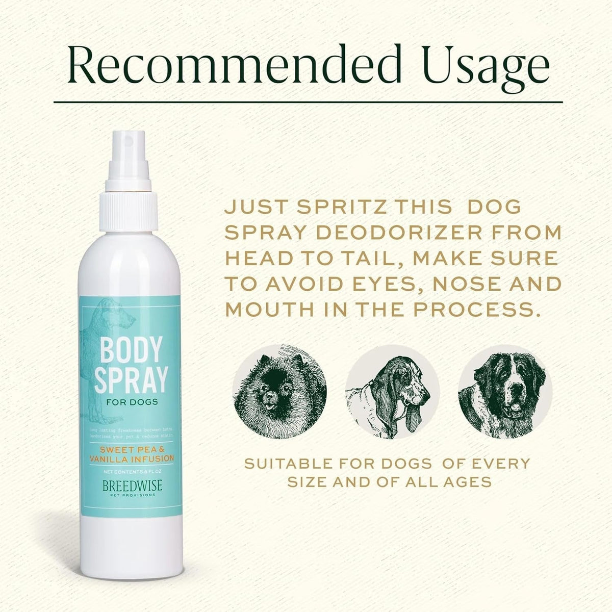 Pet Deodorizing Spray Dog Cat Cologne Sweet Pea Vanilla Odor Control 8oz