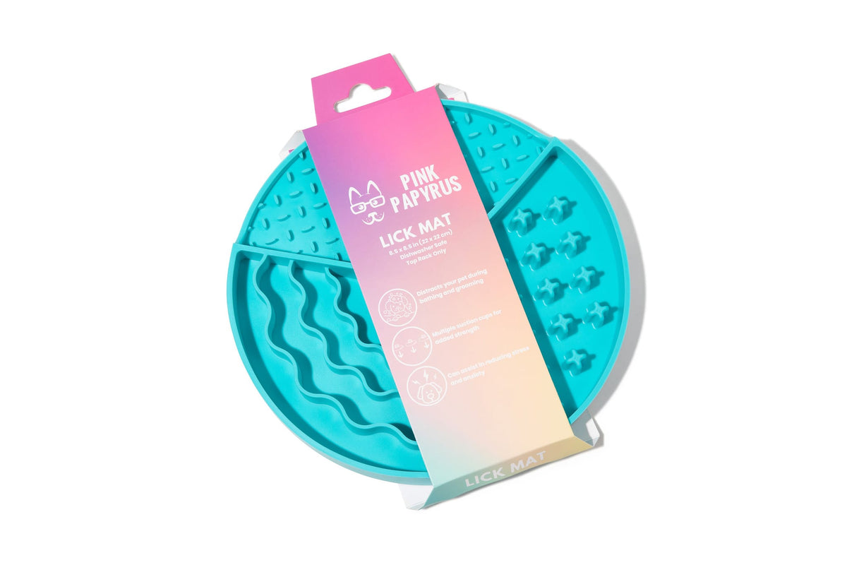 Blue Lick Mat for Dogs & Cats, Suction Cups