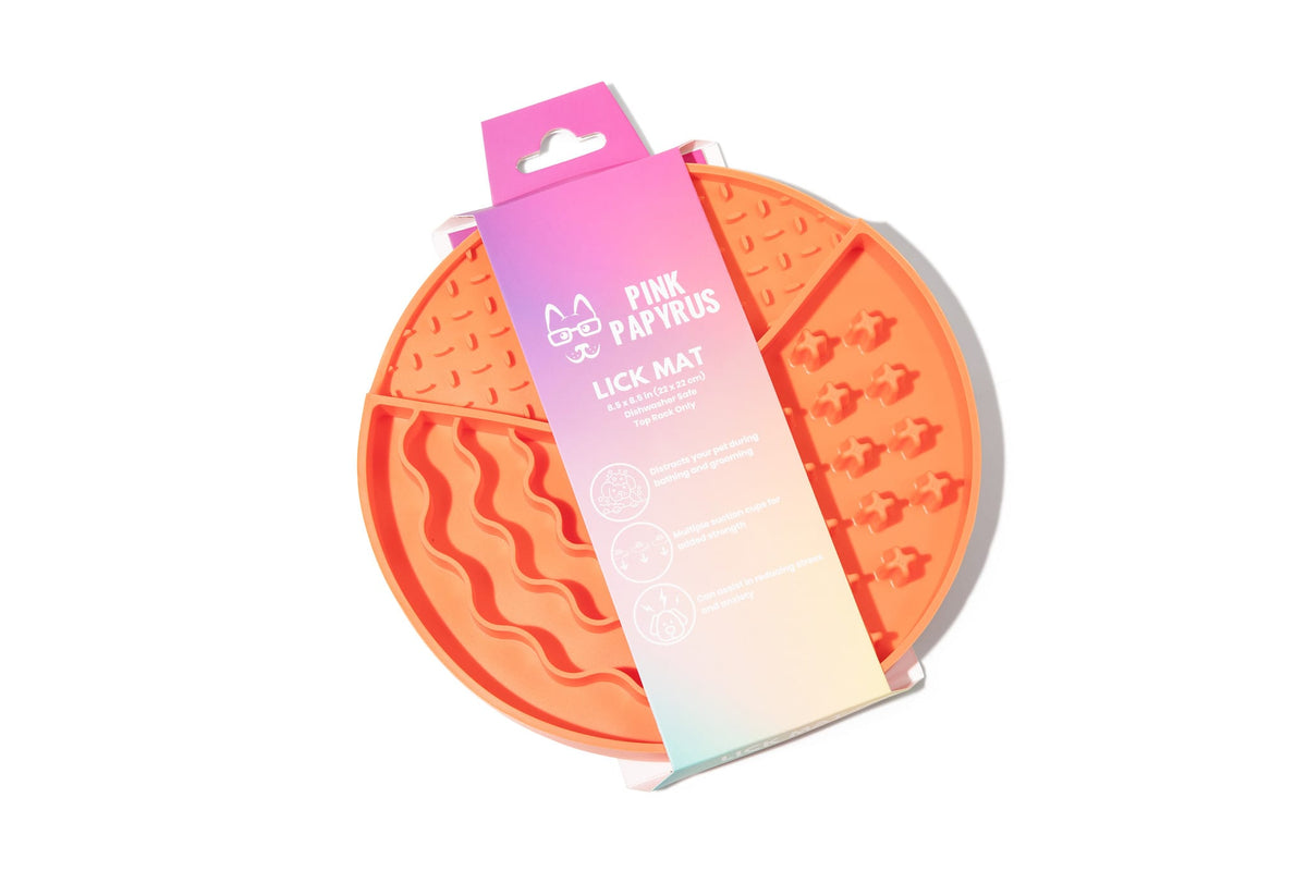 Orange Lick Mat for Dogs & Cats, Suction Cups