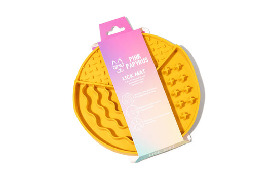 Yellow Lick Mat for Dogs & Cats, Suction Cups