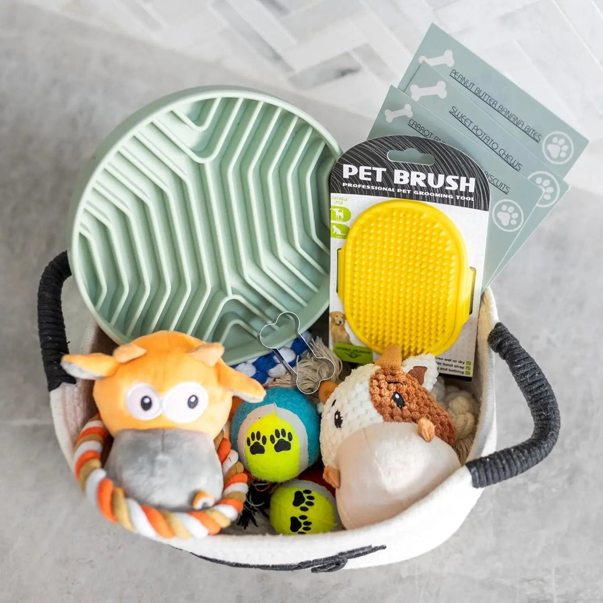 New Puppy Gift Basket and Starter Toy Set