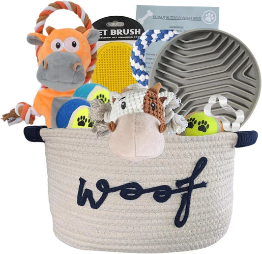 New Puppy Gift Basket and Starter Toy Set