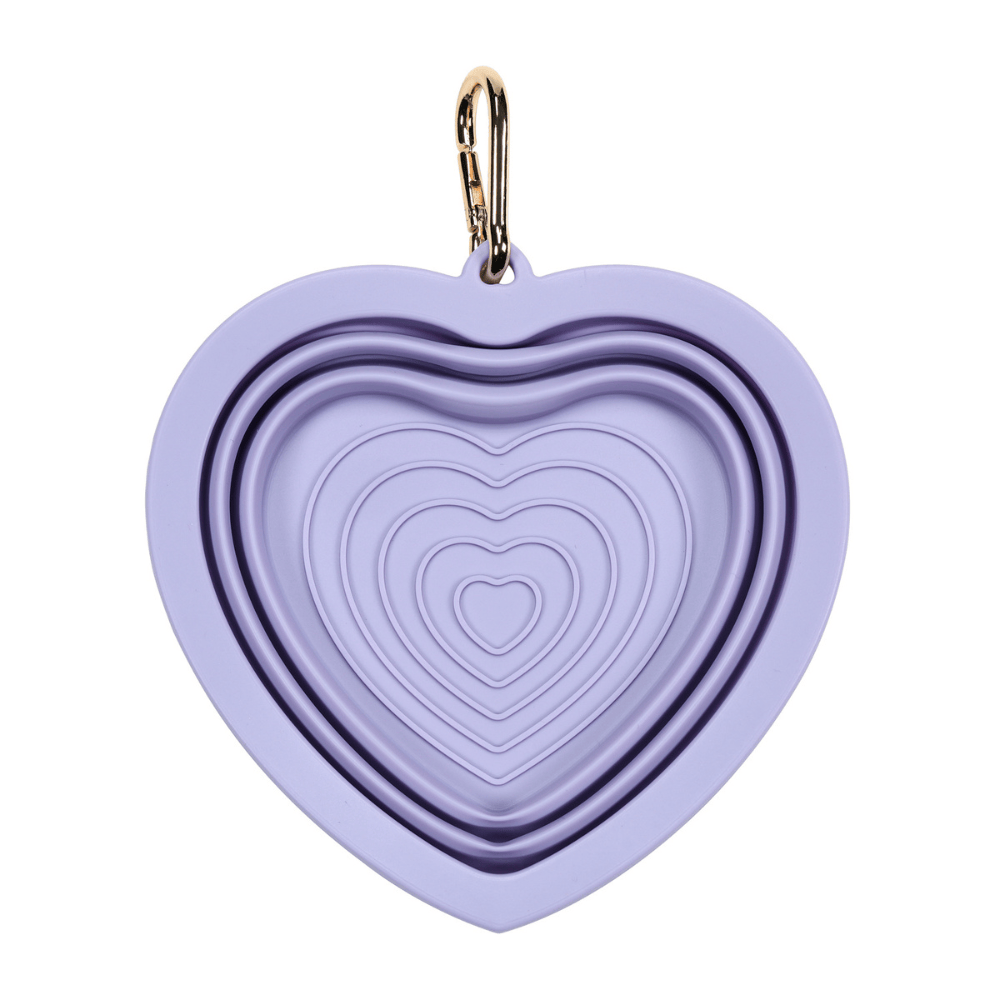 Lavender Heart Collapsible Dog Bowl — Travel Water Bowl