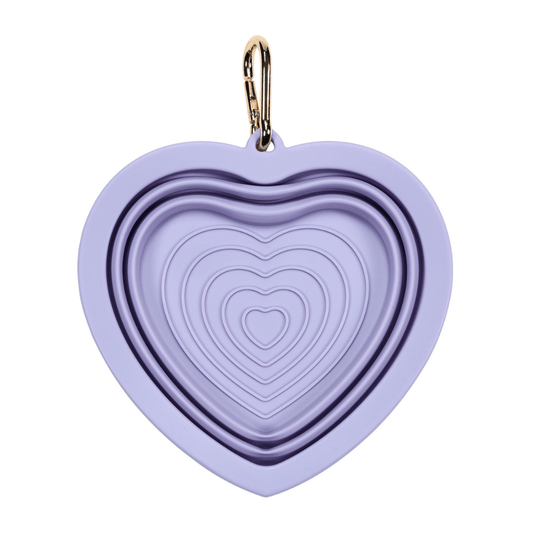 Lavender Heart Collapsible Dog Bowl — Travel Water Bowl