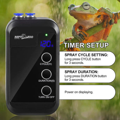 Reptile Humidifier Mini Auto Misting System Rainforest Spray Nozzles