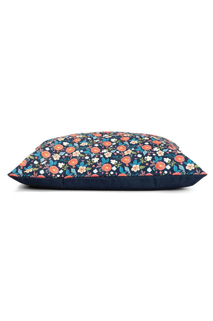 Riley – Washable Navy Floral Dog Bed with Memory Foam