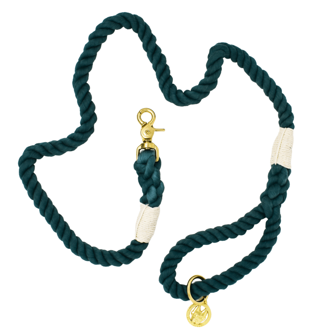 Sam – Organic Cotton Rope Dog Leash, Heather Green