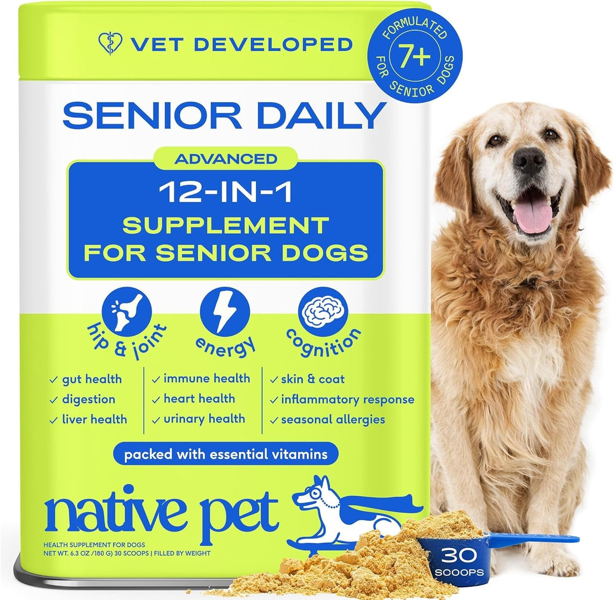 Senior Dog 12-in-1 Multivitamin Powder, 30 Scoops