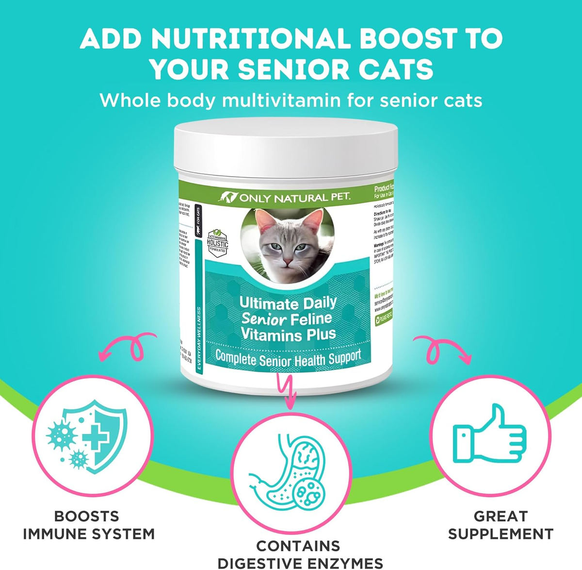 Senior Cat Multivitamin Powder with Taurine & Lysine, 3.2 oz