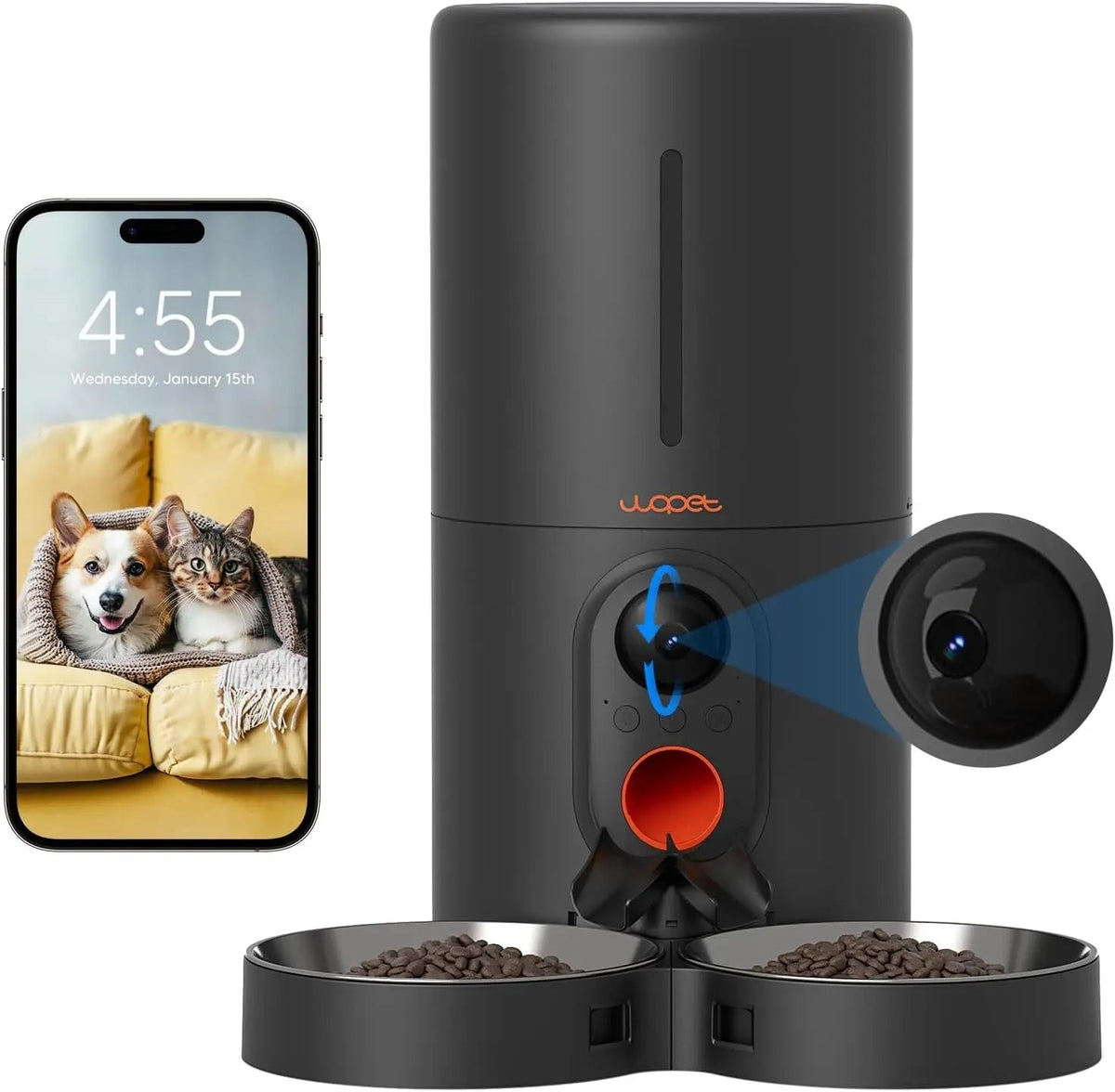Smart 6L WiFi Pet Feeder with Camera and Dual Bowls