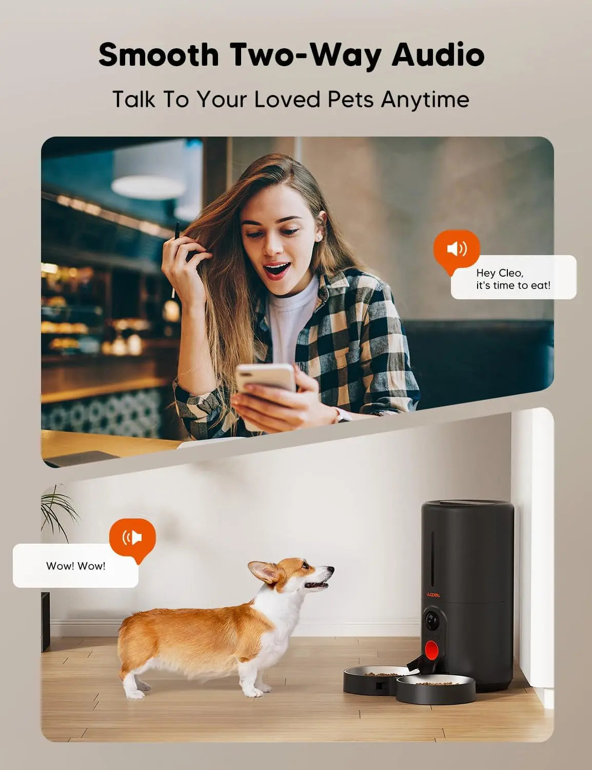 Smart 6L WiFi Pet Feeder with Camera and Dual Bowls