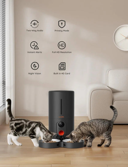 Smart 6L WiFi Pet Feeder with Camera and Dual Bowls