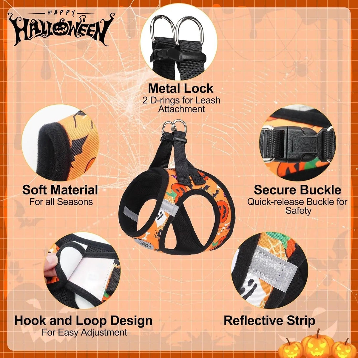 Reflective Step-In Dog Harness and Leash Set, XS-XL