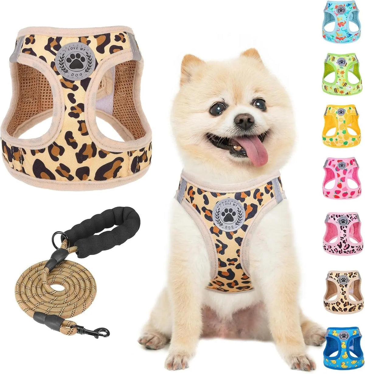 Reflective Step-In Dog Harness and Leash Set, XS-XL