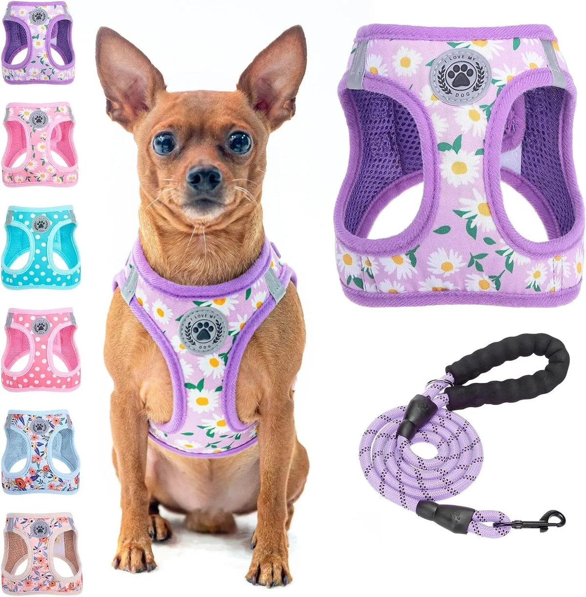 Reflective Step-In Dog Harness and Leash Set, XS-XL