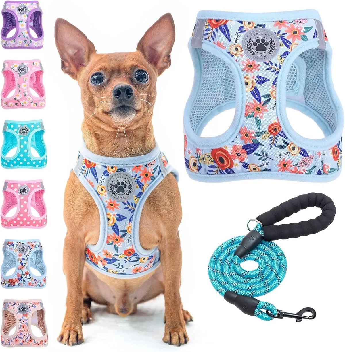 Reflective Step-In Dog Harness and Leash Set, XS-XL