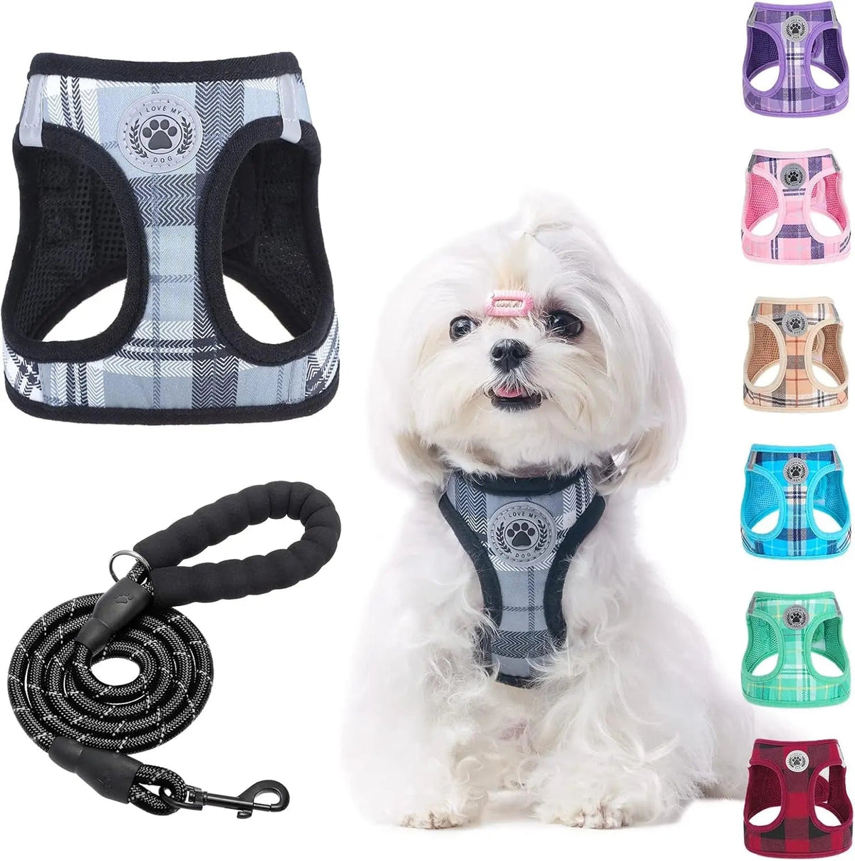 Reflective Step-In Dog Harness and Leash Set, XS-XL