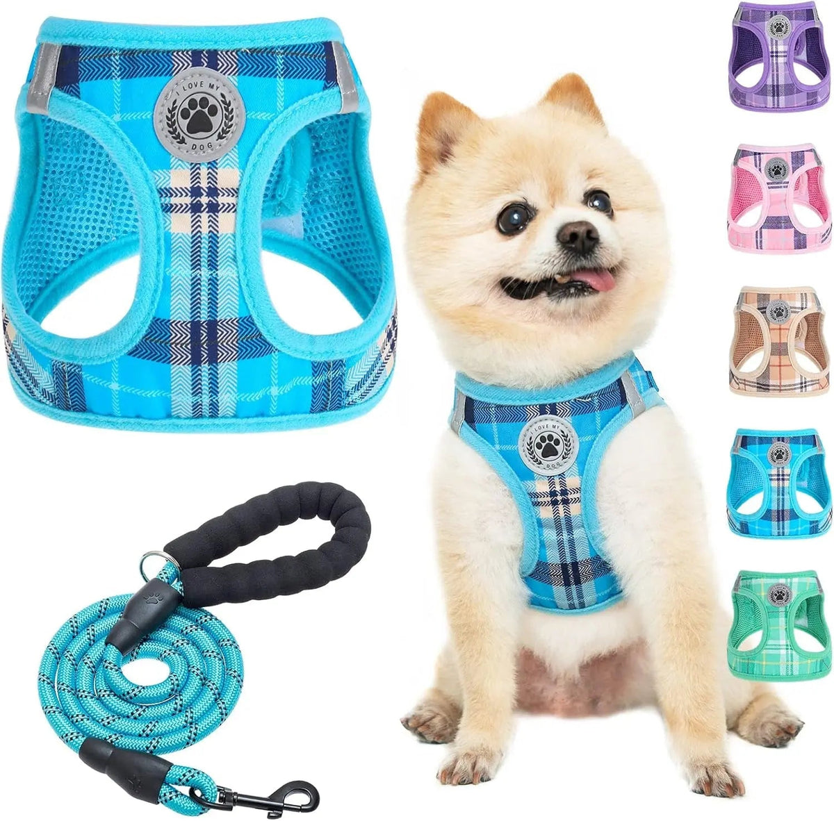 Reflective Step-In Dog Harness and Leash Set, XS-XL