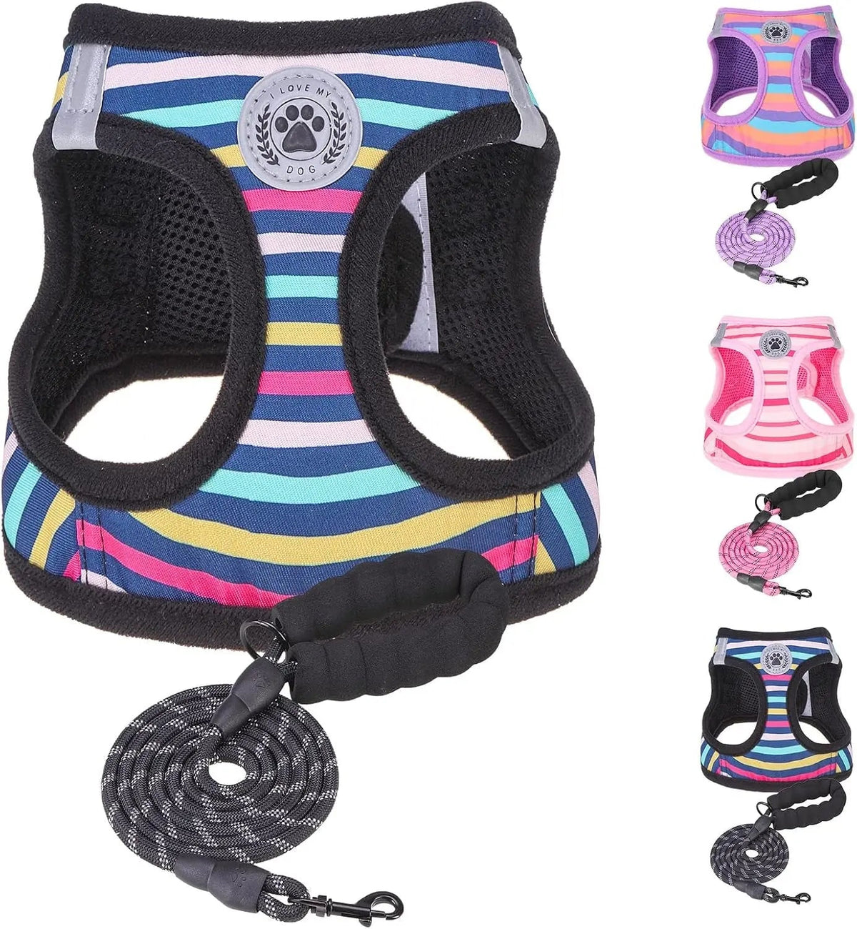 Reflective Step-In Dog Harness and Leash Set, XS-XL