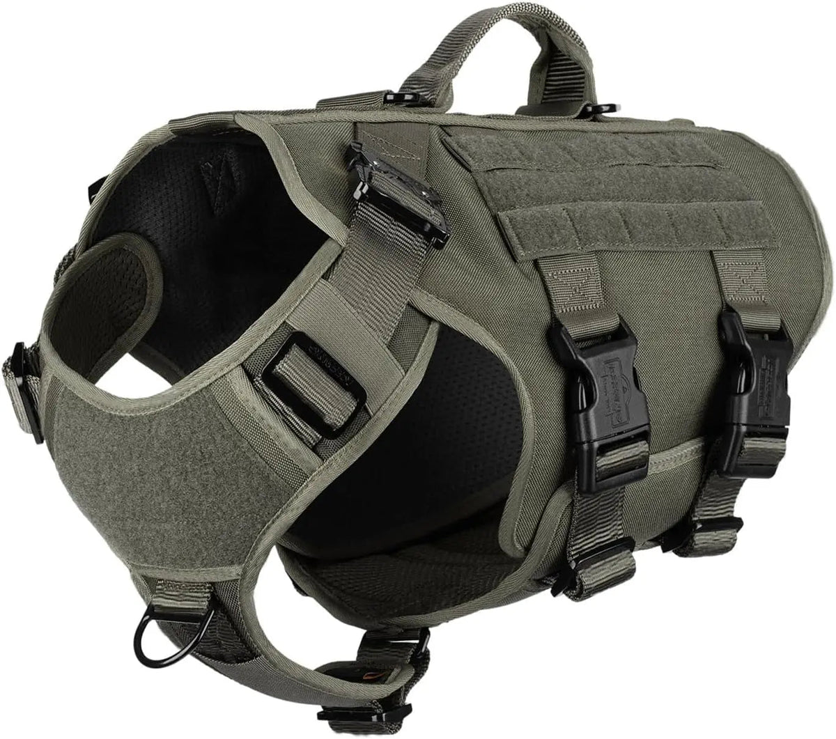 6-Buckle MOLLE Tactical Dog Harness, 3/4 Coverage
