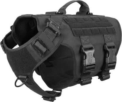 6-Buckle MOLLE Tactical Dog Harness, 3/4 Coverage