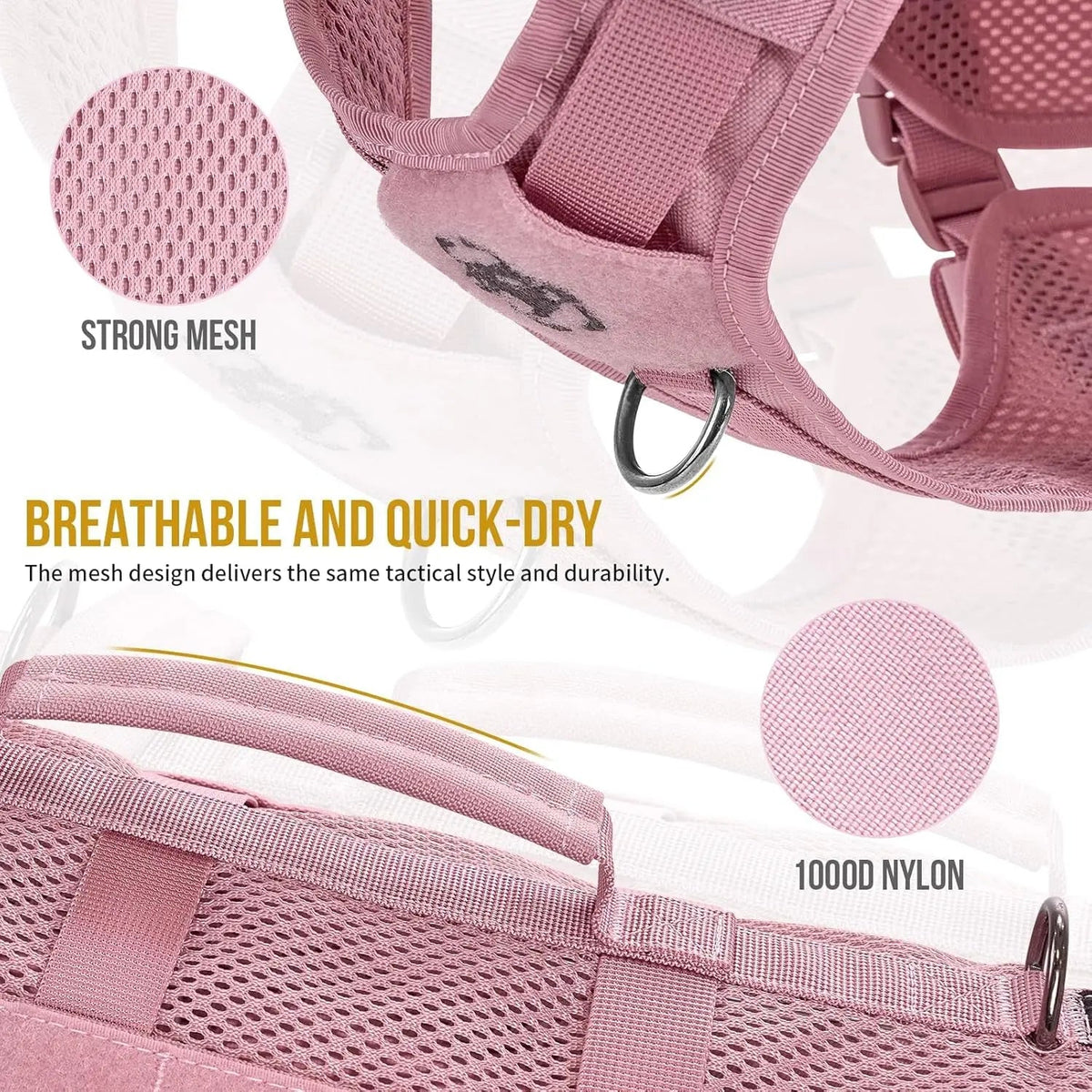 Breathable Mesh Tactical Dog Harness with Handles, S-XL