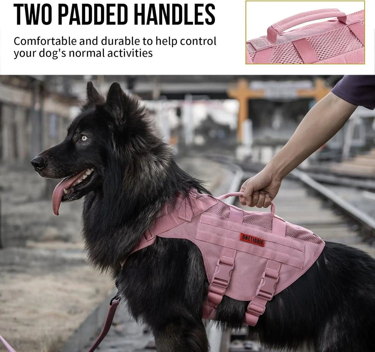 Breathable Mesh Tactical Dog Harness with Handles, S-XL