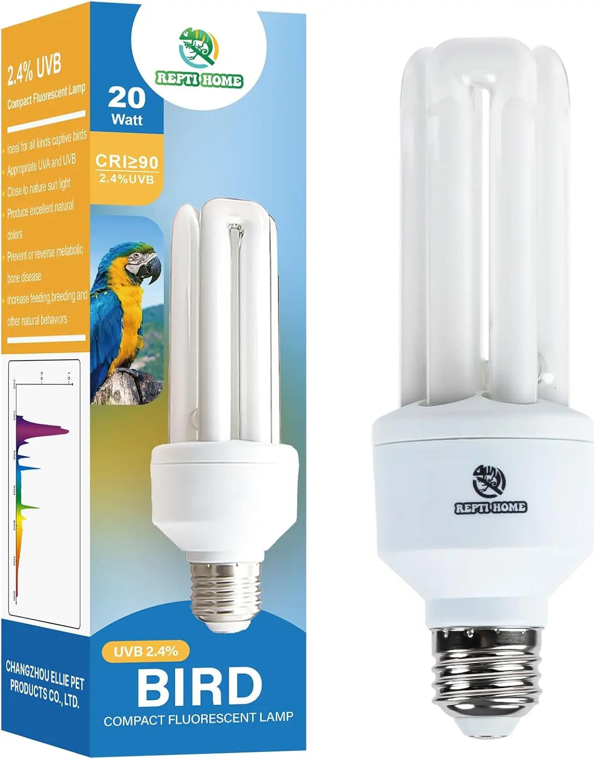 UVA UVB Bird Light Bulb 20W Full Spectrum Compact Lamp for Captive Birds