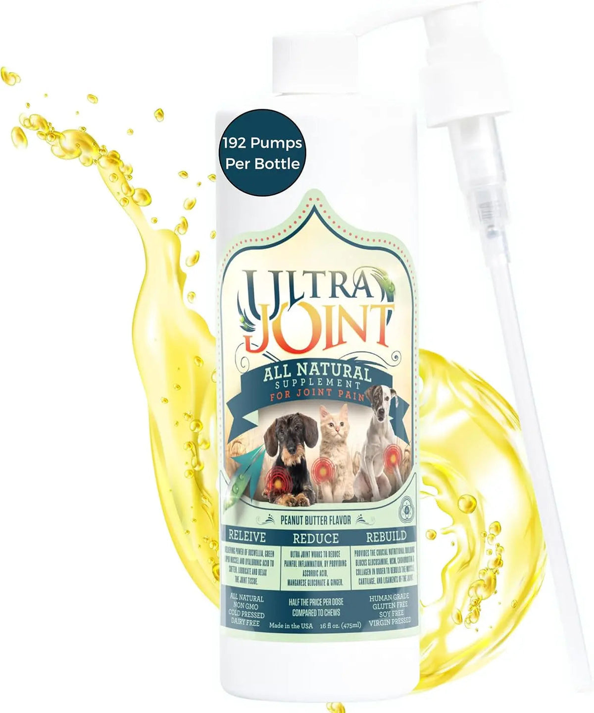 Glucosamine & Chondroitin Liquid for Dogs, 8 or 16 oz