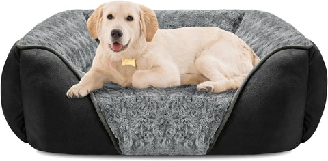 Washable Orthopedic Dog Sofa Bed with Bolster Sides