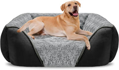Washable Orthopedic Dog Sofa Bed with Bolster Sides