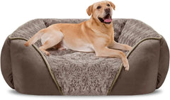 Washable Orthopedic Dog Sofa Bed with Bolster Sides