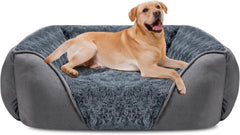 Washable Orthopedic Dog Sofa Bed with Bolster Sides