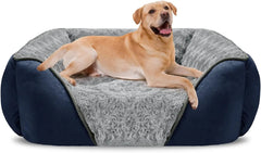 Washable Orthopedic Dog Sofa Bed with Bolster Sides