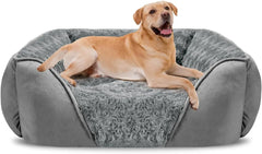 Washable Orthopedic Dog Sofa Bed with Bolster Sides