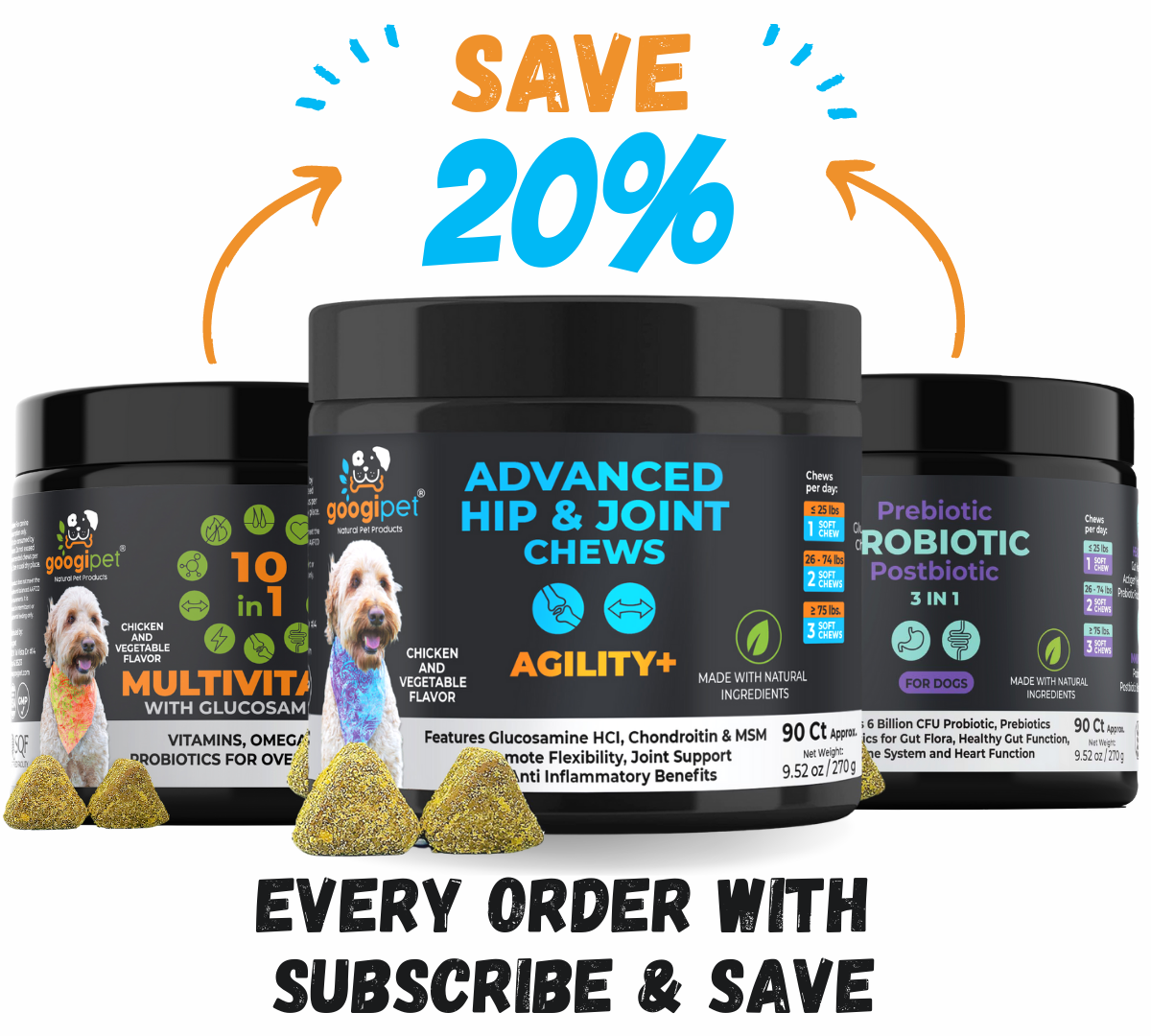 Agility+ Glucosamine, MSM & Collagen Chews for Dogs