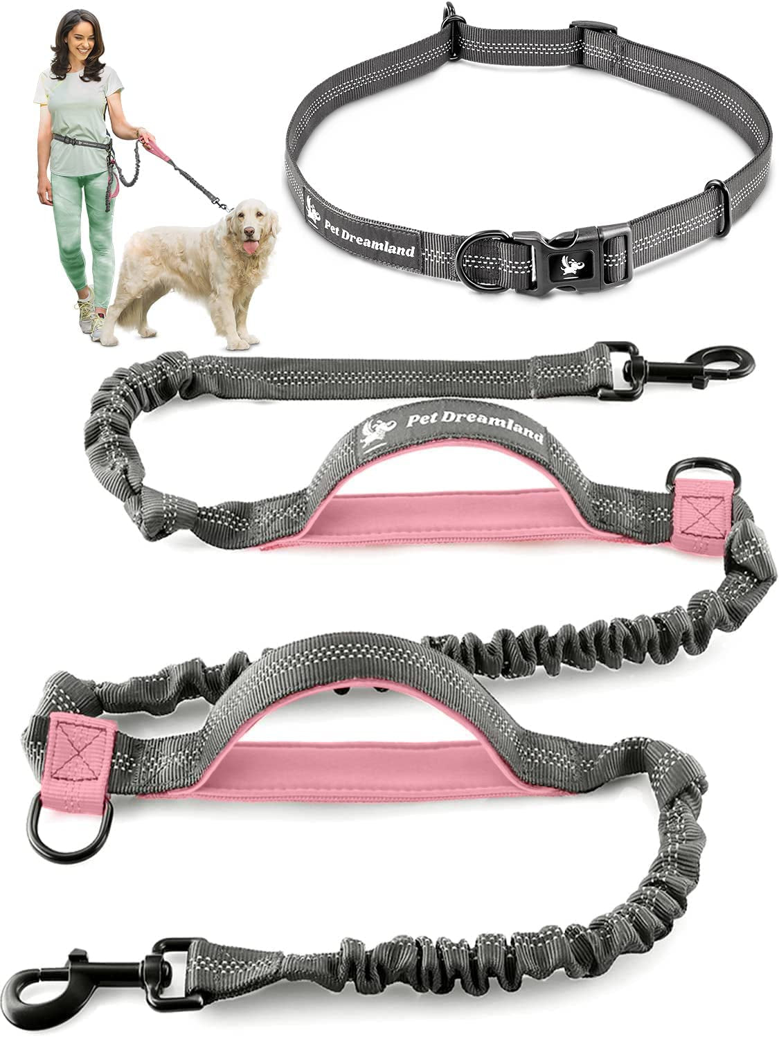 Hands-Free Dog Leash for Large Dogs, Adjustable Waist Belt
