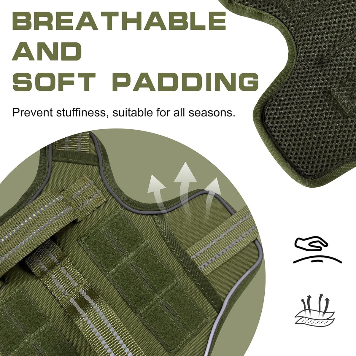 Heavy-Duty MOLLE Tactical Dog Harness, Medium to XL