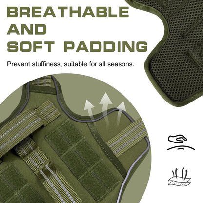 Heavy-Duty MOLLE Tactical Dog Harness, Medium to XL