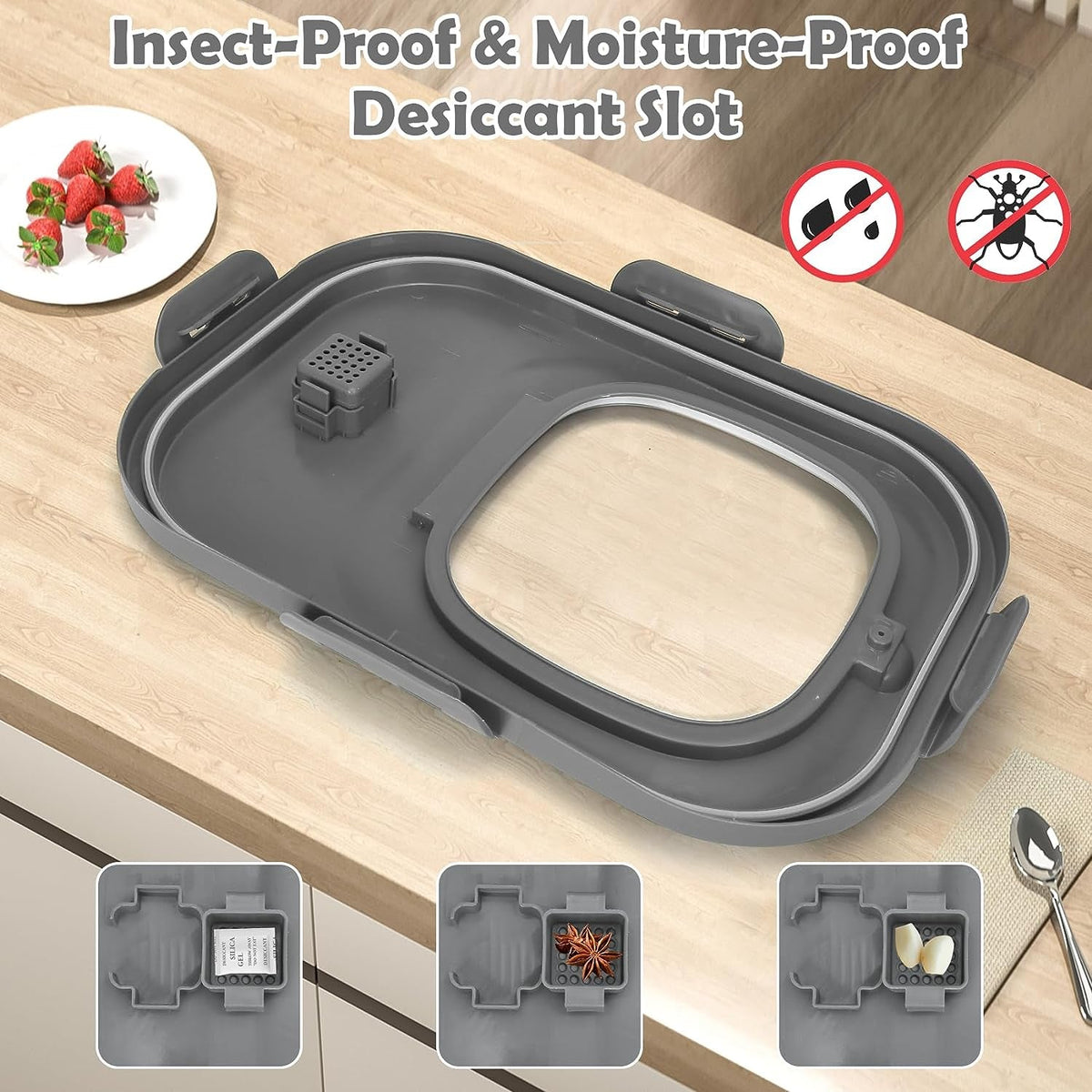 Collapsible Pet Food Container with Wheels, Up to 20 lb, Gray