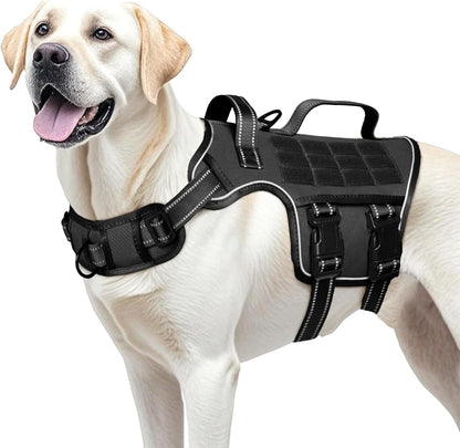 Heavy-Duty MOLLE Tactical Dog Harness, Medium to XL